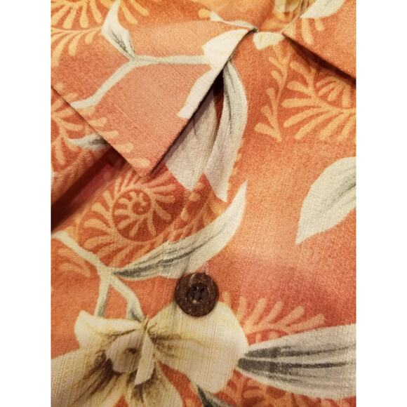 Tommy Bahama Mens Medium Terracotta Floral Hawaiian‎ 100% Silk Shirt - Picture 9 of 9